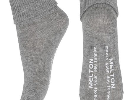 MELTON Bomuld Anti-Slip Strømper Light Grey Melange on Sale