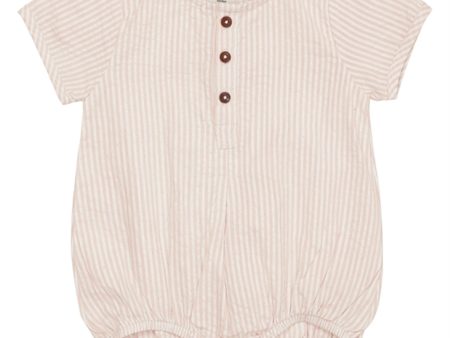 Copenhagen Colors Dusty Rose Stripe Seersucker Romper m. ærmer Fashion