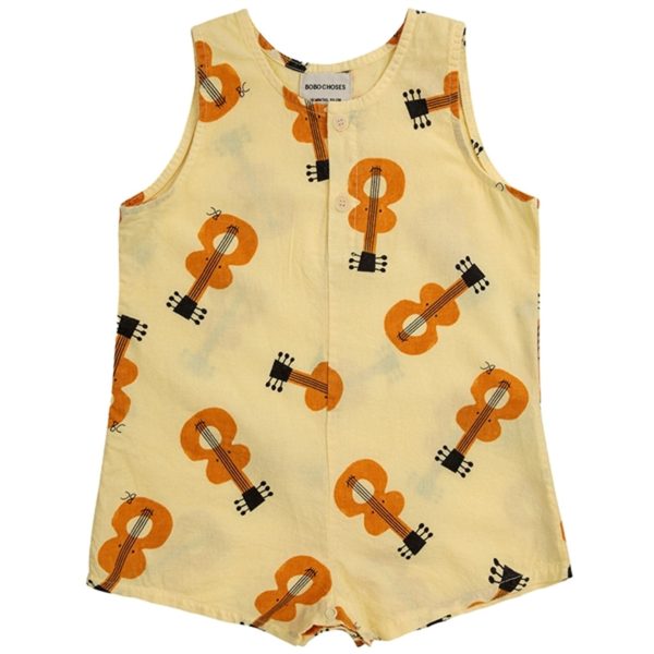 Bobo Choses Baby Acoustic Guitar All Over Woven Playsuit Sleeveless Light Yellow on Sale