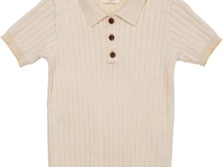 Copenhagen Colors Cream Pale Yellow Comb. Rib Strik Polo Sale