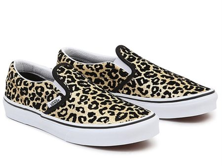 VANS JR Classic Slip-On Sneakers Flocked Leopard Black True White For Discount