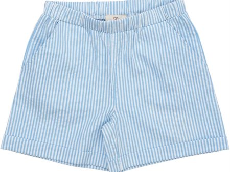 Copenhagen Colors Sky Blue W Cream Stripe Seersucker Sporty Shorts Hot on Sale