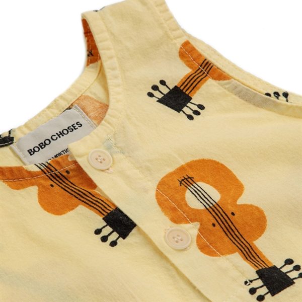 Bobo Choses Baby Acoustic Guitar All Over Woven Playsuit Sleeveless Light Yellow on Sale