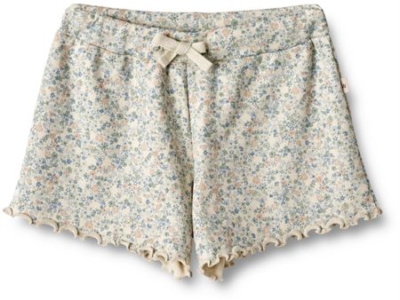 Wheat Sandshell Mini Flowers Rib Shorts Gertrud Fashion