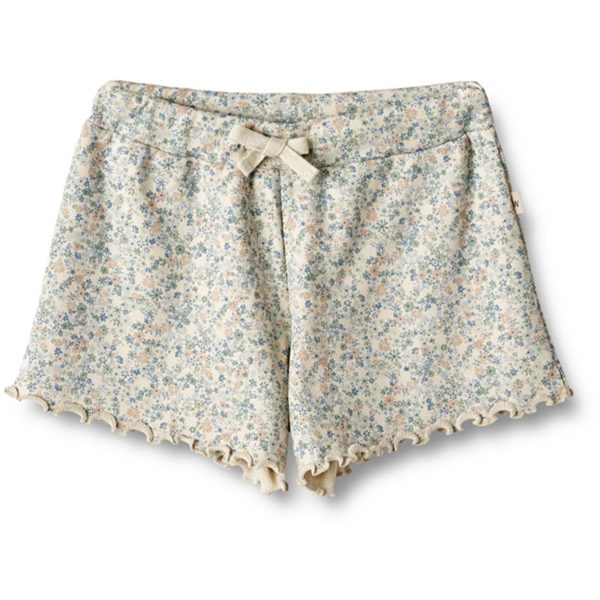 Wheat Sandshell Mini Flowers Rib Shorts Gertrud Fashion