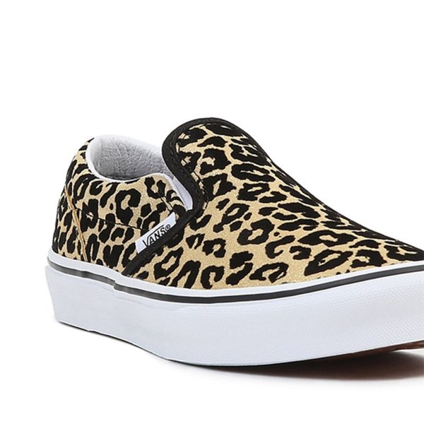 VANS JR Classic Slip-On Sneakers Flocked Leopard Black True White For Discount