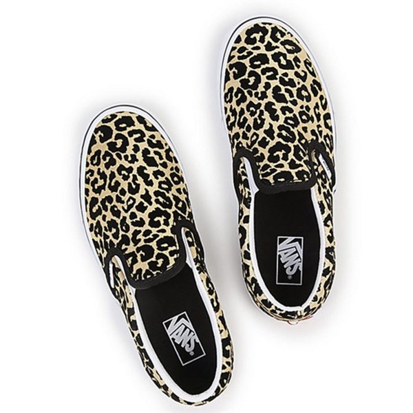 VANS JR Classic Slip-On Sneakers Flocked Leopard Black True White For Discount