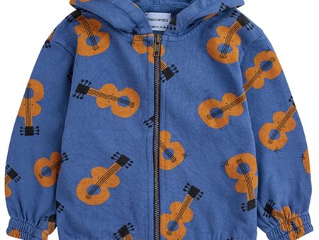 Bobo Choses Baby Acoustic Guitar All Over Zipped Hoodie Navy Blue on Sale