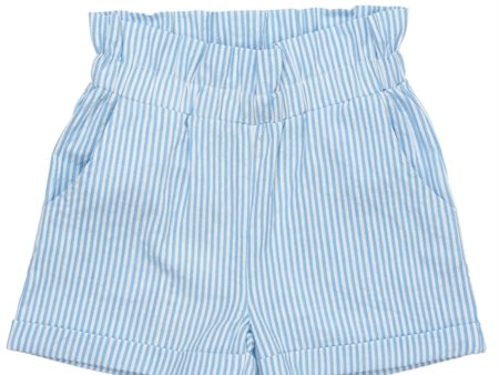 Copenhagen Colors Sky Blue W Cream Stripe Seersucker Shorts m. Flæser Sale