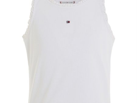 Tommy Hilfiger Essential Rib Lace Tank Top White Discount