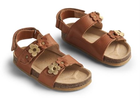 Wheat Sandal Cork Open Toe Clare Flowers Cognac Online Hot Sale