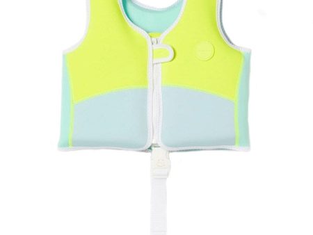 SunnyLife Svømmevest Salty the Shark Aqua Neon Yellow Online Sale