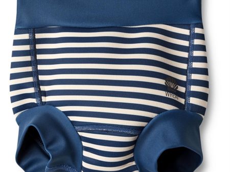 Wheat Indigo Stripe Neoprene Babybadebukser For Cheap