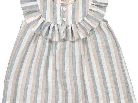 MarMar Dusty Blue Stripe Drussa Kjole Hot on Sale