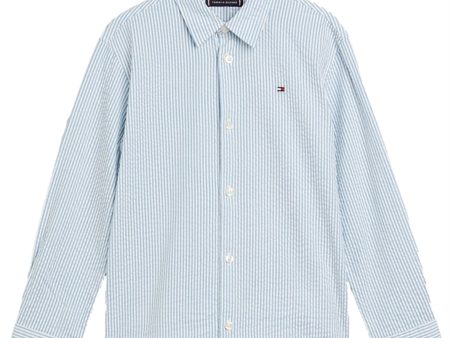 Tommy Hilfiger Seersucker Stripes Skjorte Blue Spell Stripe Online now