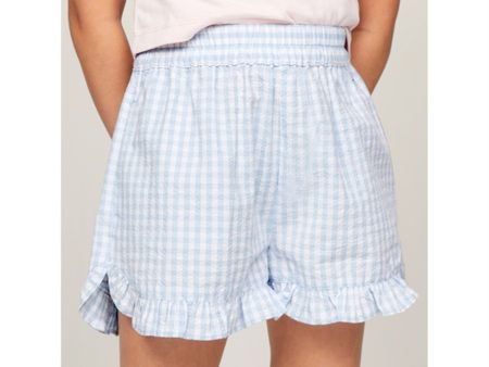 Tommy Hilfiger Gingham Ruffle Shorts Breezy Blue Check on Sale