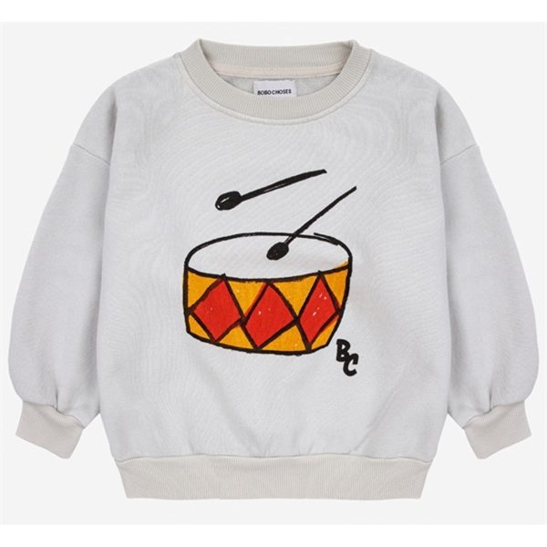 Bobo Choses Play The Drum Sweatshirt Round Neck Beige Online Hot Sale