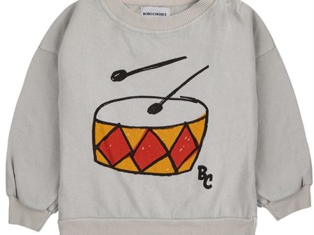 Bobo Choses Baby Play The Drum Sweatshirt Round Neck Beige Hot on Sale