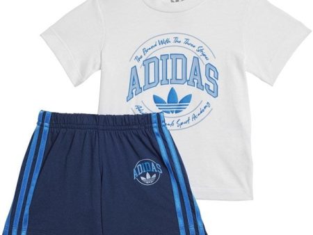 adidas Originals White Night Indigo Shorts Tee Sæt Online now