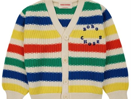 Bobo Choses Multicolor Stripes Cardigan Round Neck Green Supply