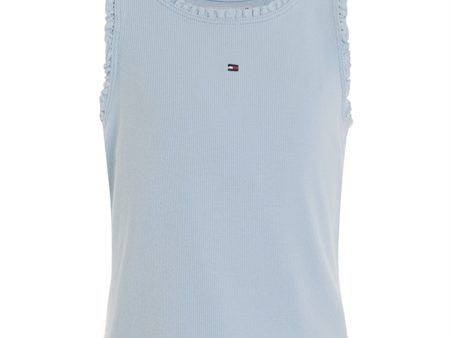 Tommy Hilfiger Essential Rib Lace Tank Top Breezy Blue Online now