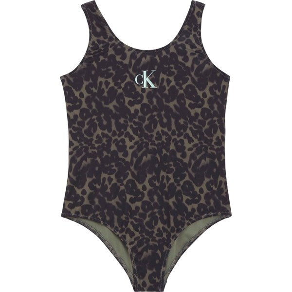 Calvin Klein Badedragt Ck Leopard Olive Aop on Sale