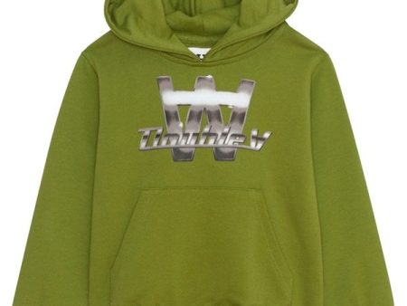 Wood Wood Fatique Green Izzy Chrome Combo Hoodie Discount