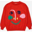 Bobo Choses Smiling Mask Sweater Round Neck Red Cheap