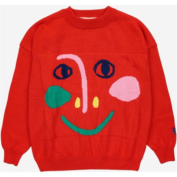 Bobo Choses Smiling Mask Sweater Round Neck Red Cheap