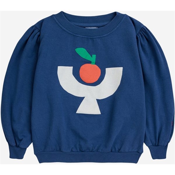 Bobo Choses Tomato Plate Sweatshirt Round Neck Navy Blue Fashion