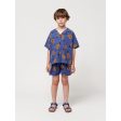 Bobo Choses Acoustic Guitar All Over Woven Skjorte Short Sleeve Navy Blue Cheap