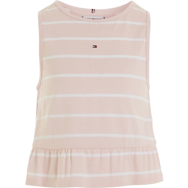 Tommy Hilfiger Peplum Stripe Bluse Whimsy Pink Stripe Hot on Sale