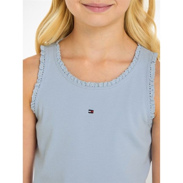 Tommy Hilfiger Essential Rib Lace Tank Top Breezy Blue Online now