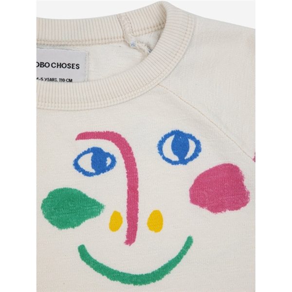 Bobo Choses Smiling Mask All Over Raglan Sleeves Cropped Sweatshirt Offwhite Fashion