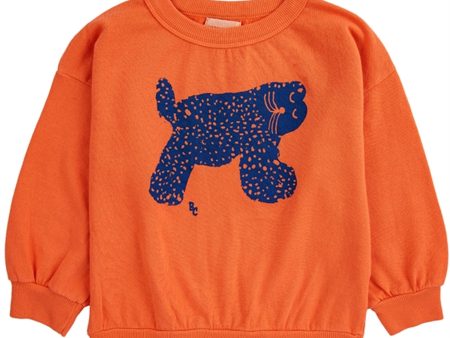 Bobo Choses Big Cat Sweatshirt Round Neck Orange on Sale