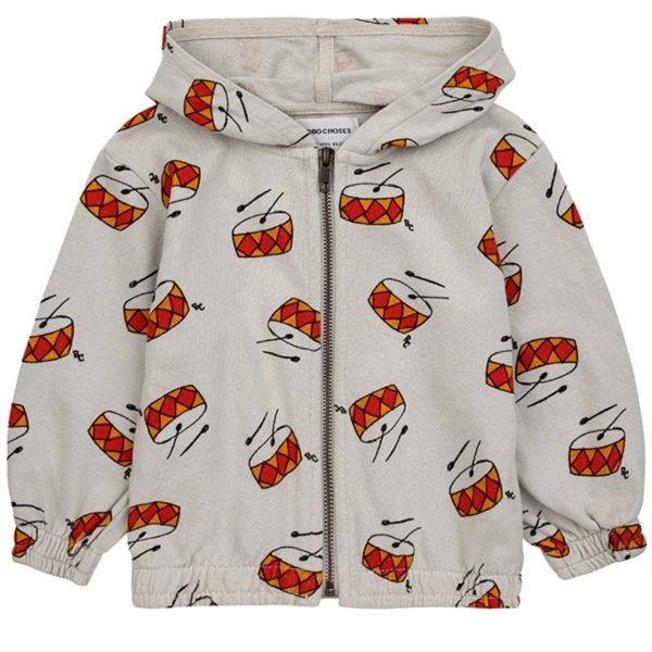 Bobo Choses Baby Play The Drum Zipped Hoodie Beige For Sale