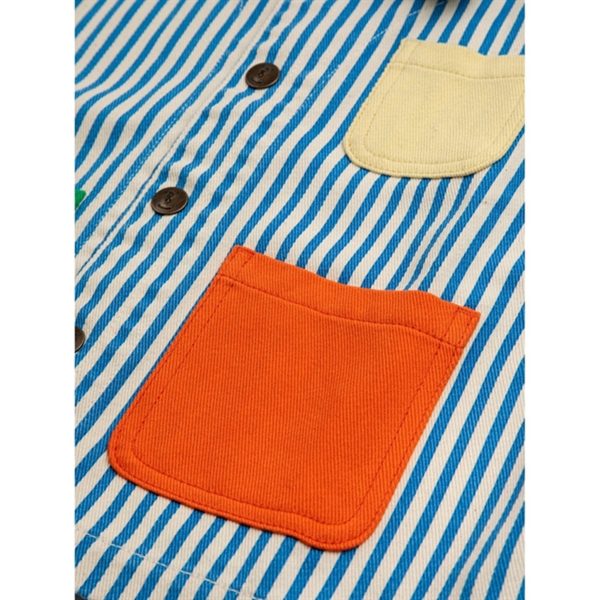 Bobo Choses Striped Color Block Denim Jakke Blue Online