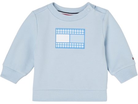 Tommy Hilfiger Baby Gingham Flag Sweatshirt Breezy Blue Online Sale