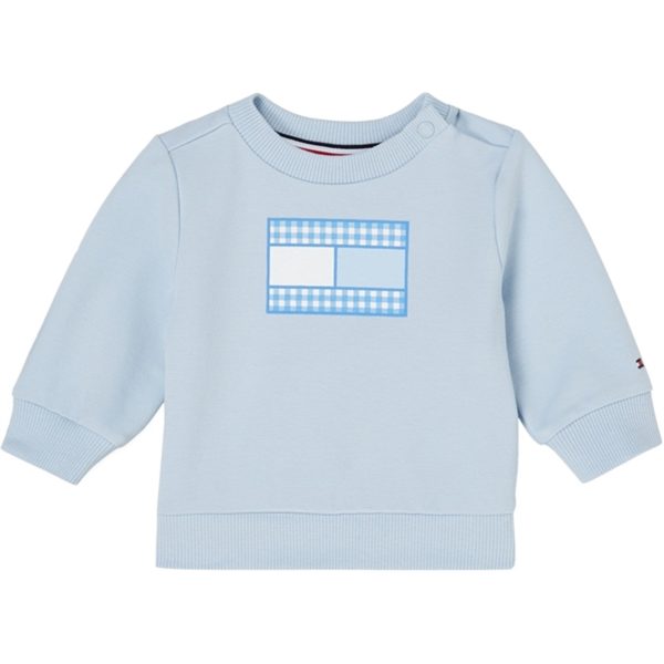 Tommy Hilfiger Baby Gingham Flag Sweatshirt Breezy Blue Online Sale