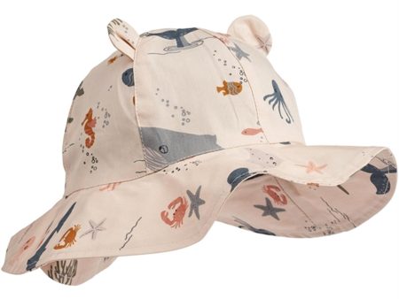 Liewood Amelia Printed Solhat M. Ører Sea Creature Whale blue Online Sale