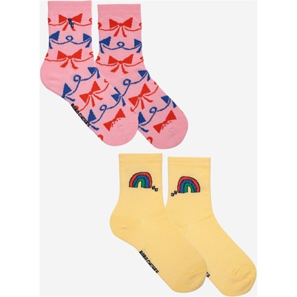 Bobo Choses Rainbow & Ribbon Bow All Over Short Strømper 2-pak Multicolor Online Hot Sale